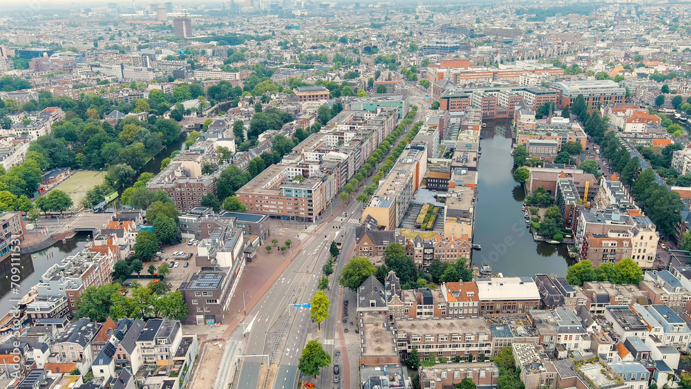 Amsterdam, Netherlands. Nieuwmarkt en Lastage area, Aerial View