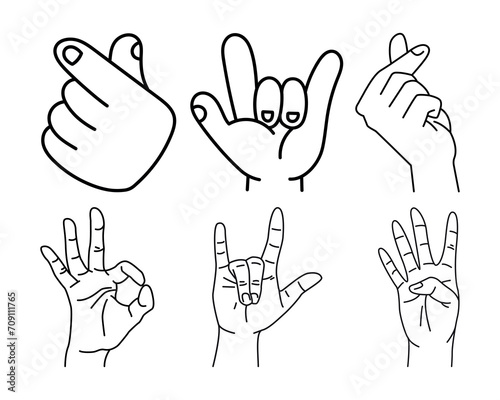 Heart Shape Hands Vector Art, Icons set