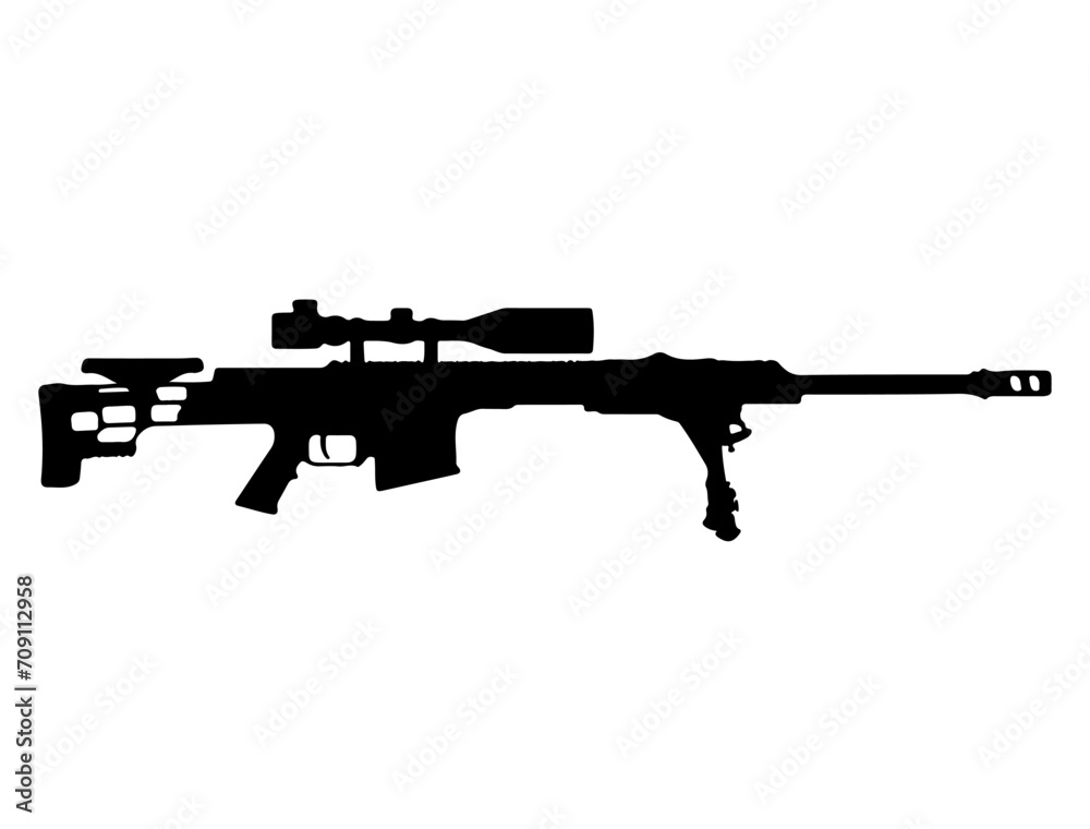 Barret MRAD Rifle silhouette vector art white background