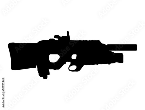 F2000 Assault Rifle silhouette vector art white background