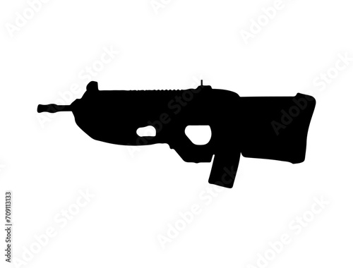 F2000 Assault Rifle silhouette vector art white background
