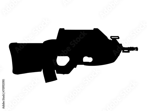 F2000 Assault Rifle silhouette vector art white background