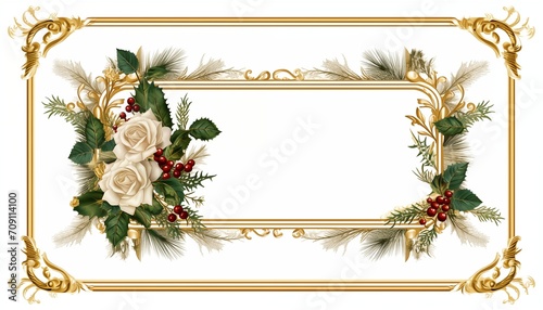 frame with green flowers and gold