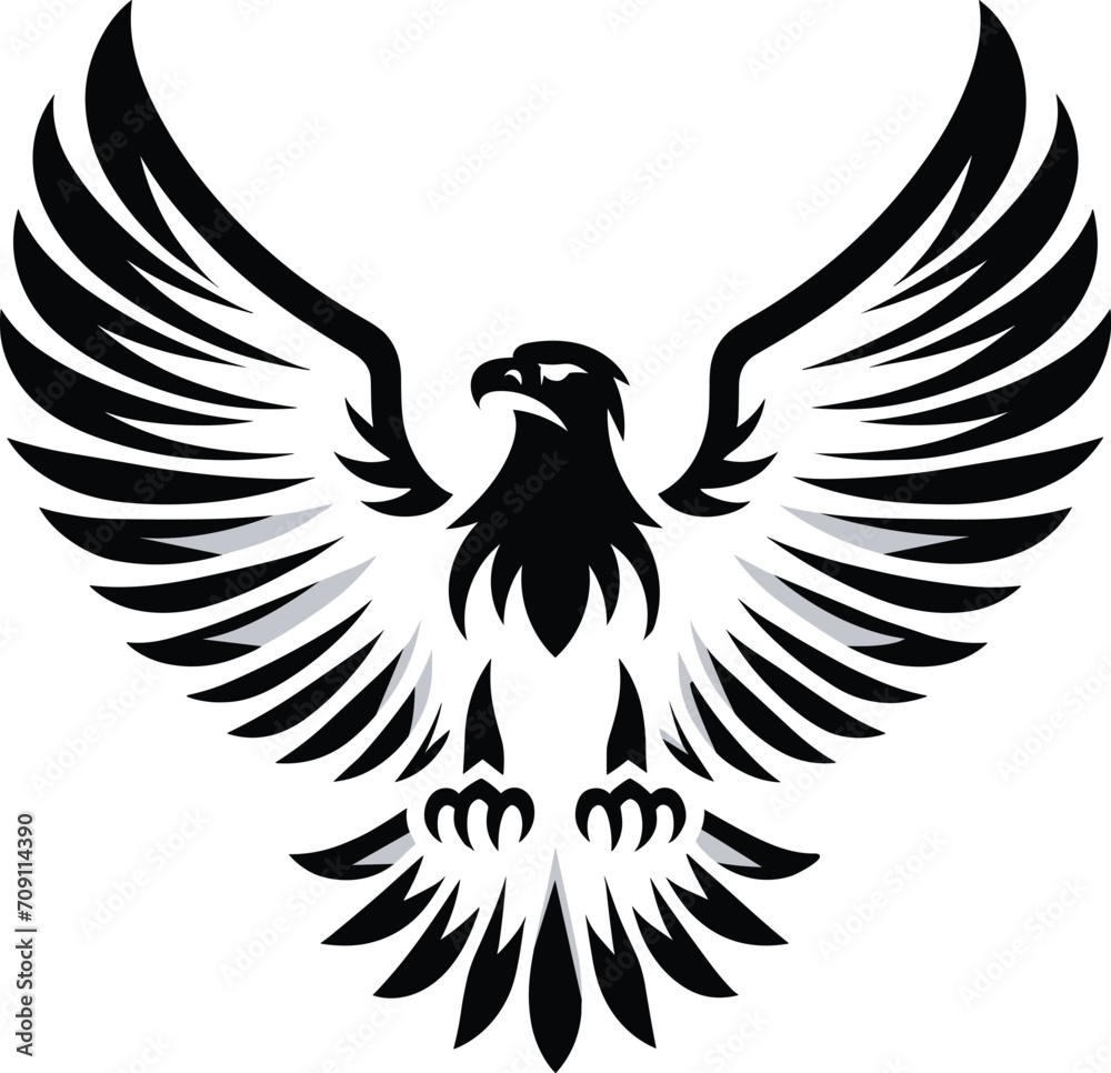 Obraz premium Flying Eagle Silhouette Illustration Vector