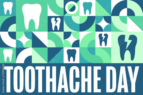 National Toothache Day. February 9. Holiday concept. Template for background, banner, card, poster with text inscription. Vector EPS10 illustration.