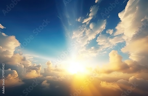 Beautiful colorful cloudscape sunset with sun rays
