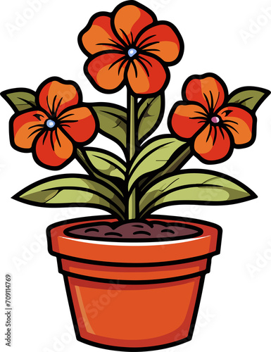 Flower in pot clipart design illustration