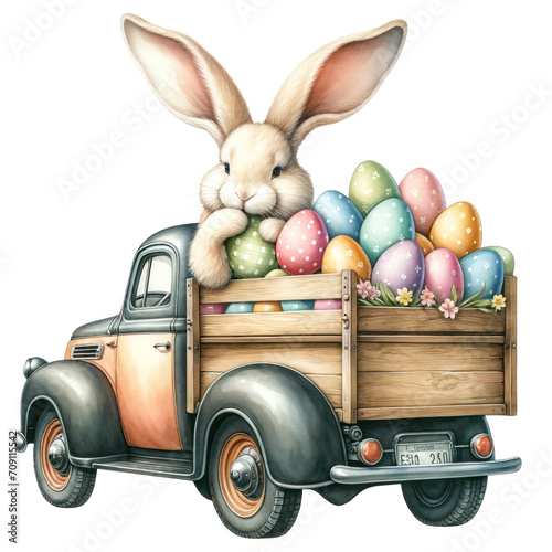 Cute Watercolor Easter Bunny Clipart Illustration