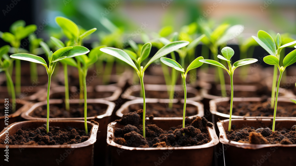 Young seedlings in a modern greenhouse Young seedlings in a modern greenhouse