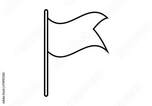 Icono negro de una bandera en fondo blanco. photo