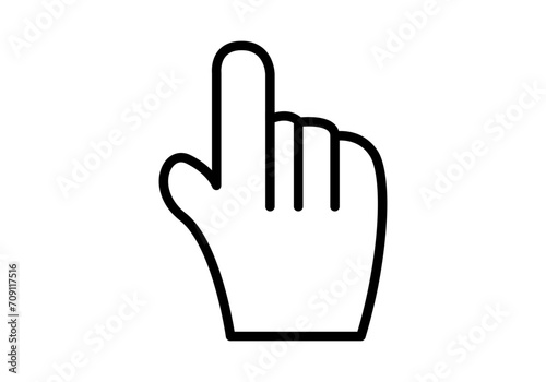 Icono negro de cursor en forma de mano pulsando.