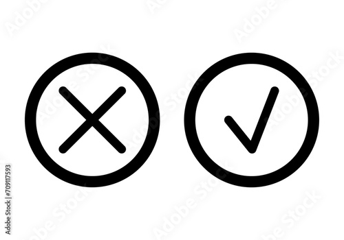 Icono de aceptar o denegar en fondo blanco.