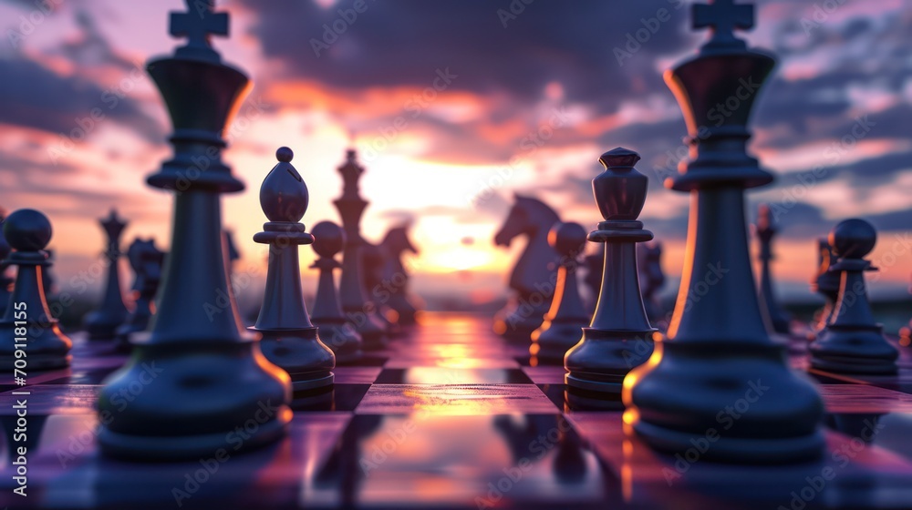 Chess piece symbolize strategy and tactics - obrazy, fototapety, plakaty 