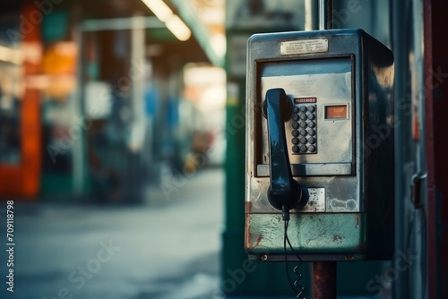 An old vintage pay phone isolated photo