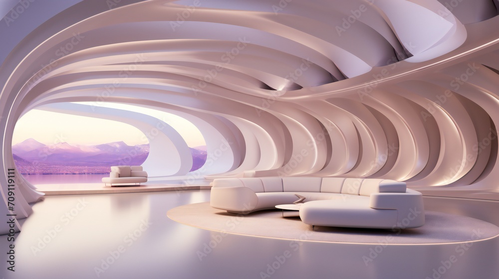 Fototapeta premium Zero-Gravity Product Showroom: Explore a unique product showroom where items float weightlessly, offering a futuristic shopping experience.
