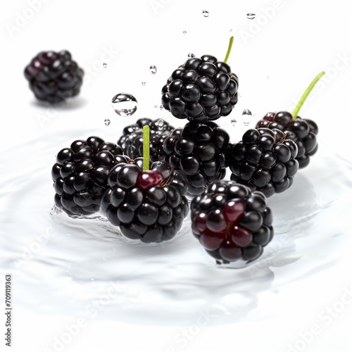 Falling blackberries  isolated on white  High-resolution individual shots - Generative AI