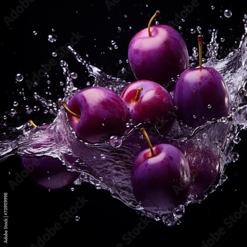 Plum rain transparent background - Generative AI