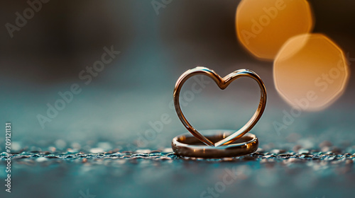 3D rendering Valentine's Day theme heart shaped ring background, Valentine's Day gift concept illustration photo