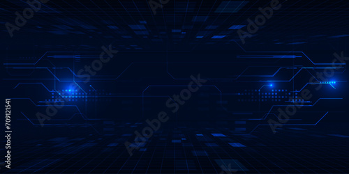 Vector illustrations of futuristic screen display for horizontal layout showcase with optic screen and digital element grid line circuit decor.Future digital innonvation and technolog concepts.
