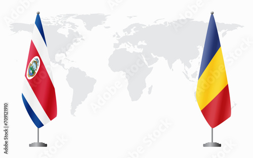 Costa Rica and Romania flags for official meeting