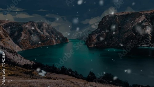 landscape with lake and moon