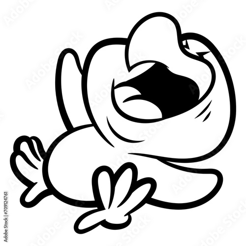 Cartoon illustration of Cute little green bird laughed out loud. Best for outline, logo, and coloring book with wildlife themes