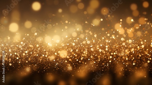 abstract golden particles and sprinkles powder explosion for a holiday celebration like christmas. shiny gold lights. wallpaper background for ads or gifts wrap and web design