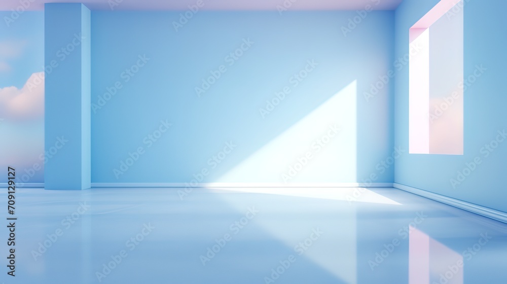 Fototapeta premium Empty room with bright light from the window. generative AI