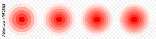 Pain red concentration, headache, toothache icon, radial pain target icon set	