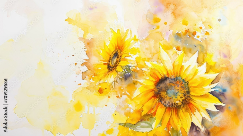 Sunflower Background: These symbolize adoration, loyalty, and longevity, valentine theme, watercolor, big copy space. Sunflower Background: These symbolize adoration, loyalty, and longevity, valentine theme, watercolor, big copy space.