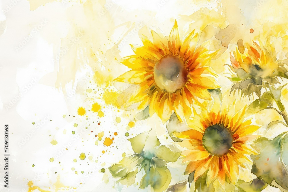 Sunflower Background: These symbolize adoration, loyalty, and longevity, valentine theme, watercolor, big copy space. Sunflower Background: These symbolize adoration, loyalty, and longevity, valentine theme, watercolor, big copy space.