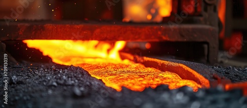 Metal product undergoes heat treatment. photo