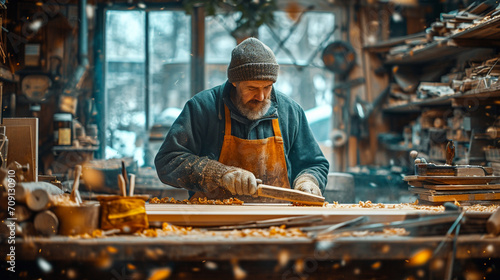 Meisterhaftes Handwerk: Ein Schreiner verwandelt Holz in Kunstwerke des Alltags