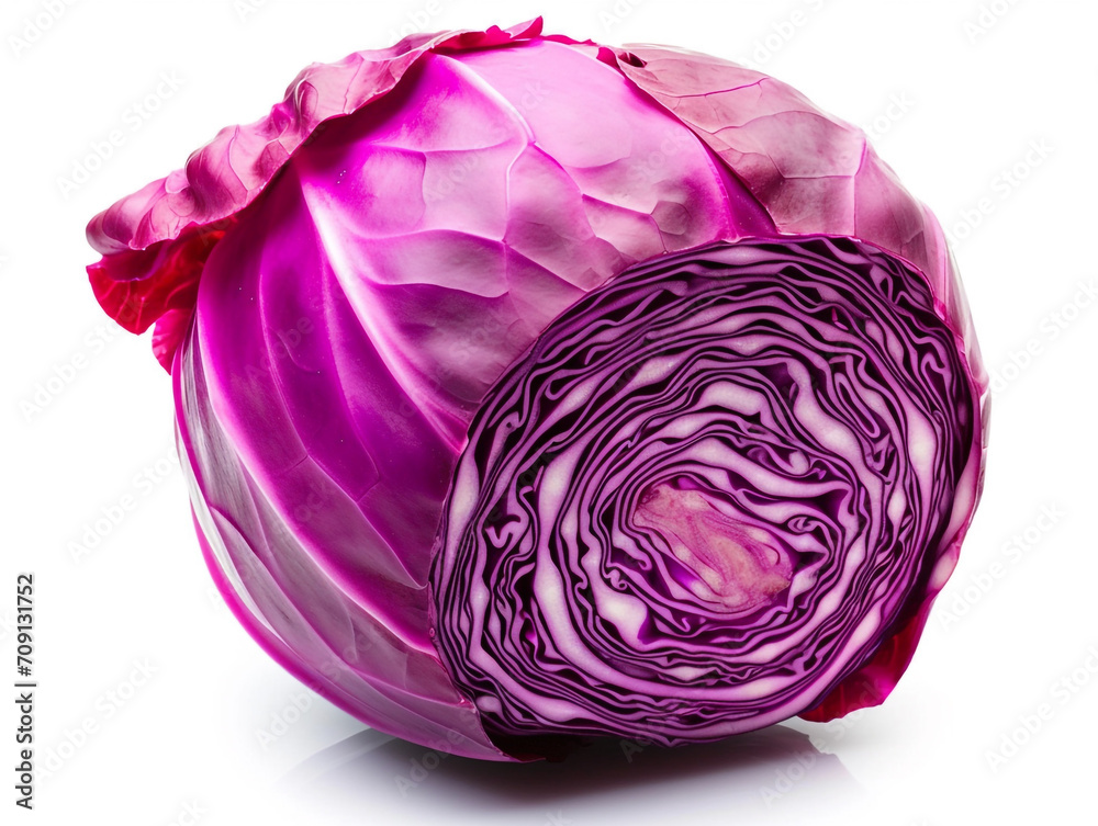 Red cabbage isolated on white background. Minimalist style. Red cabbage isolated on white background. Minimalist style.
