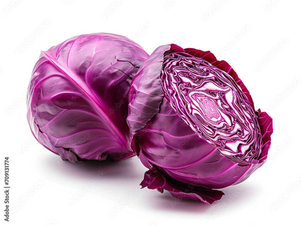 Red cabbage isolated on white background. Minimalist style. Red cabbage isolated on white background. Minimalist style.