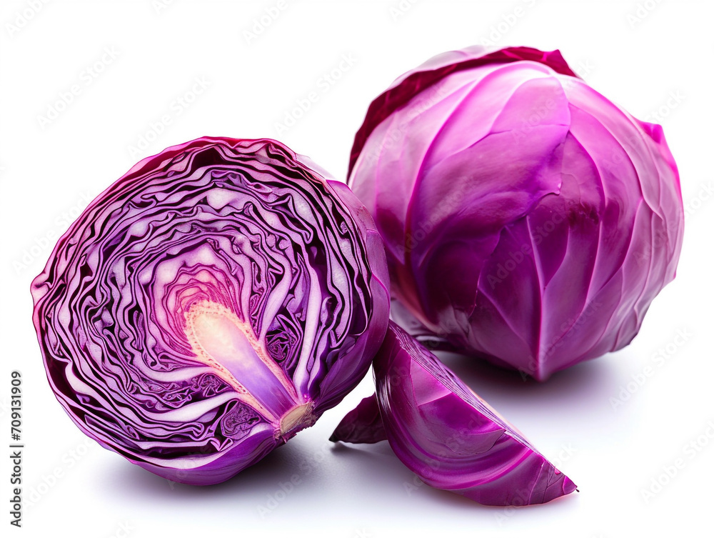Red cabbage isolated on white background. Minimalist style. Red cabbage isolated on white background. Minimalist style.