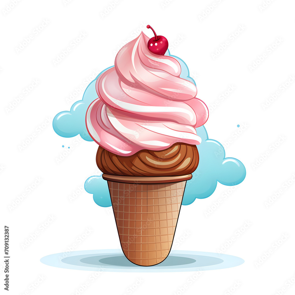 Ice Cream Cone cartoon vector whie background clipart
