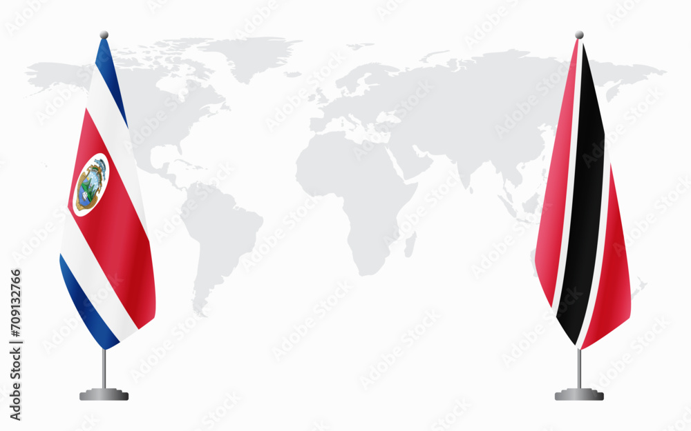 Costa Rica and Trinidad and Tobago flags for official meeting Costa Rica and Trinidad and Tobago flags for official meeting