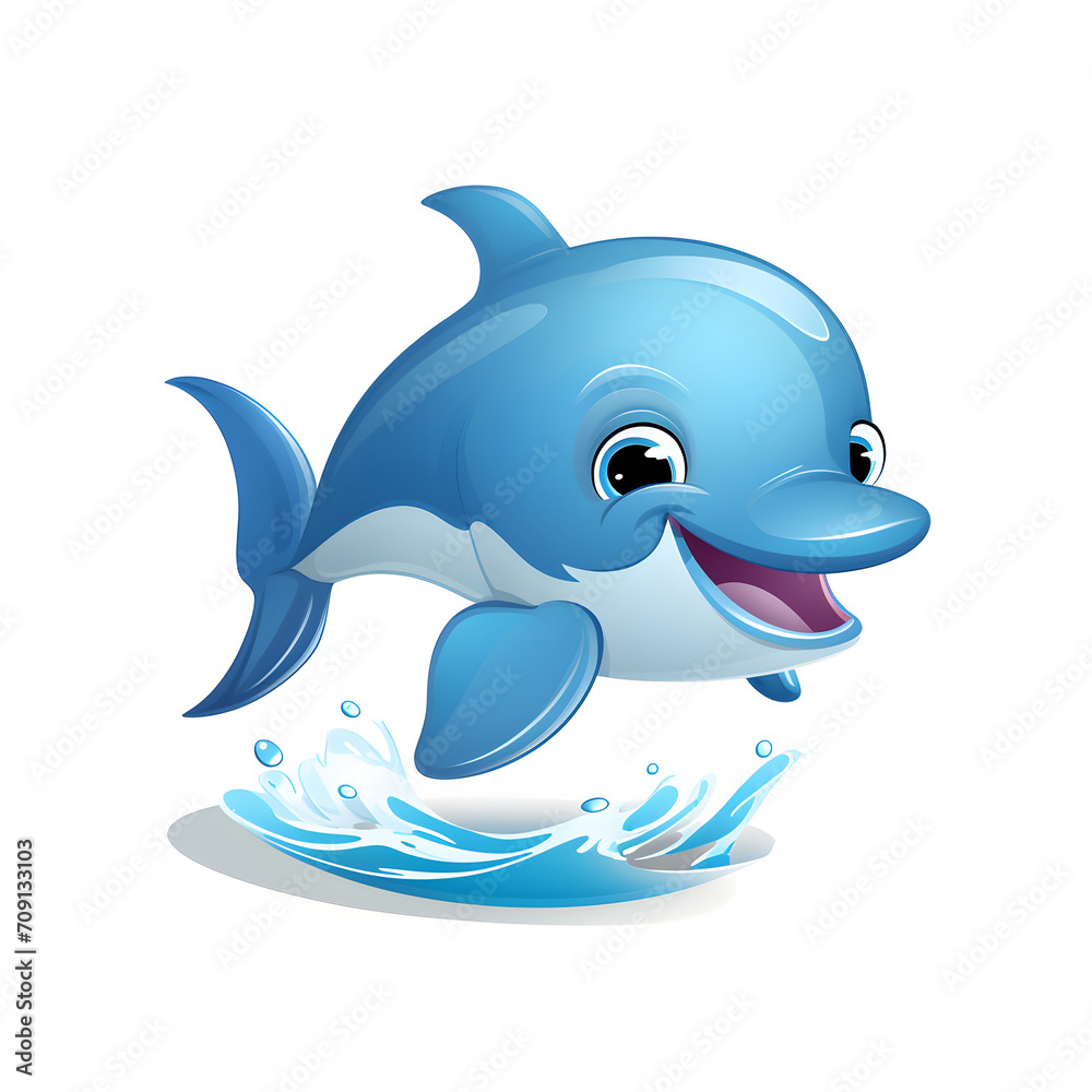 Cute Dolphin cartoon vector whie background clipart Cute Dolphin cartoon vector whie background clipart