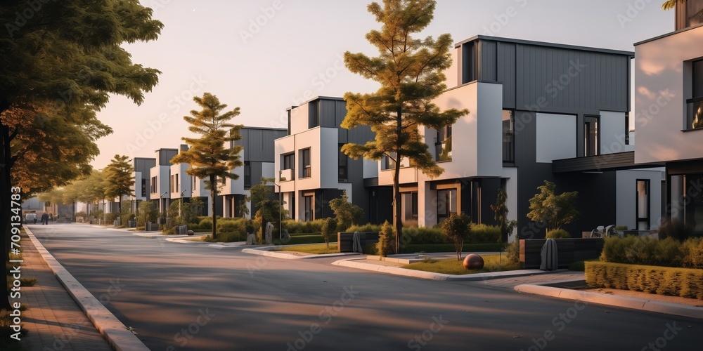 New built houses in a residential complex
