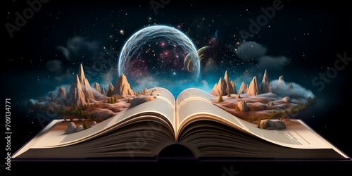 open book and fairy tale world