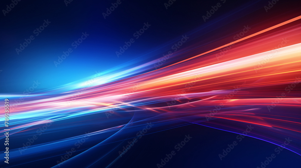 Futuristic abstract background with blue lines and lights, abstract blue PPT background concept illustration with light rays
