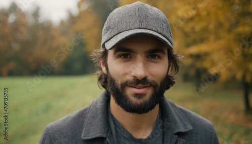 Young Handsome Men: Forest Encounter - Headshots with Beanie and Unzipped Jacket