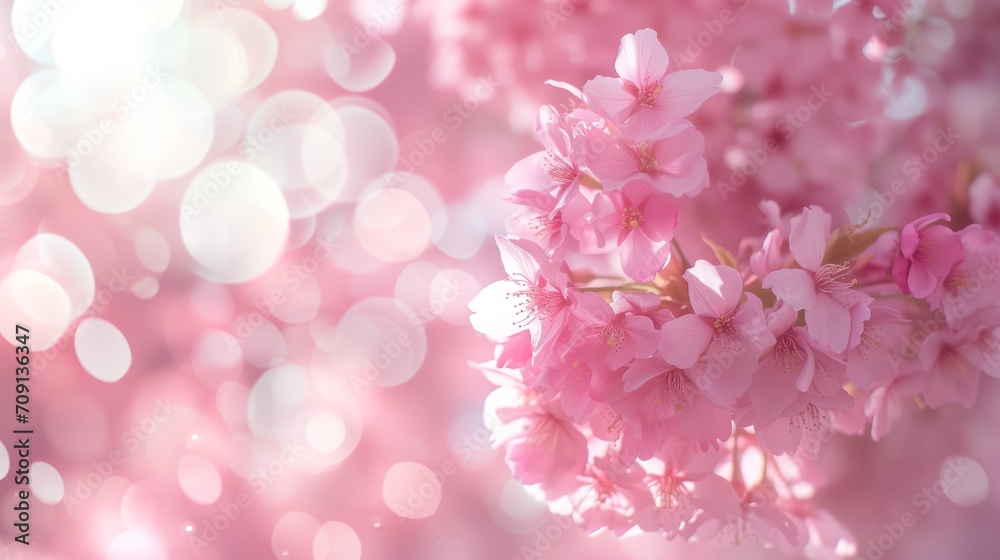 桜と美しいキラキラのボケ背景
