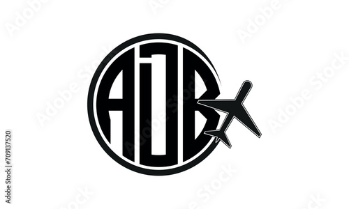 ADB three initial letter circle tour & travel agency logo design vector template. hajj Umrah agency, abstract, wordmark, business, monogram, minimalist, brand, company, flat, tourism agency, tourist