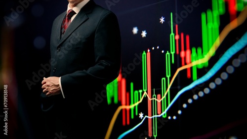 Stocks market investor with a candle chart background photo