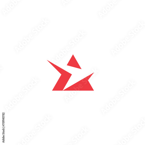 Red triangle logo with arrow point inside. Letter A.
