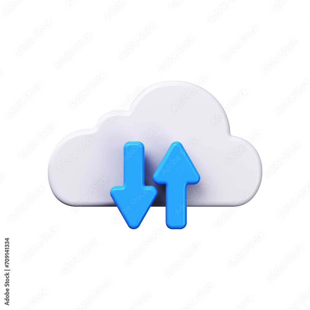 3d cloud technology icon. Cloud with down and up arrows.. 3d cloud technology icon. Cloud with down and up arrows..