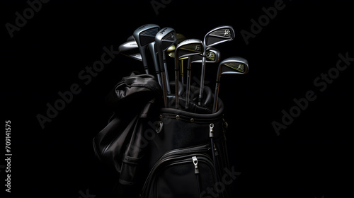 a group of golf clubs in a bag photo