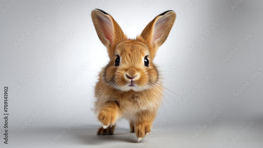 Obraz premium Cute brown rabbit is sitting